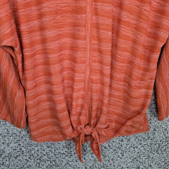 Chicos Top Womens 2 US Large Orange V Neck Textured Waist Tie Casual Ladies - Picture 3 of 7